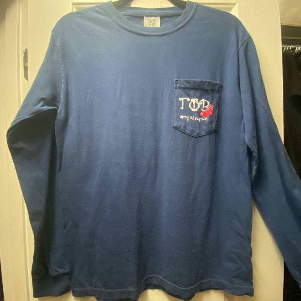 Gamma Phi Beta Blue Comfort Colors Bid Day Long Sleeve Tee NWOT
